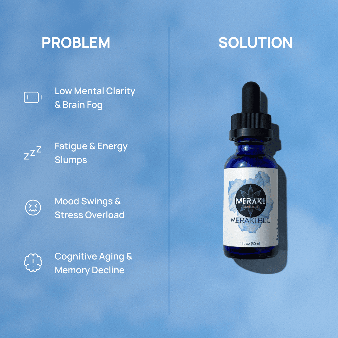 Meraki Methylene Blue Drops – Pharmaceutical Grade Nootropic Supplement for Brain Health - Dietary Supplement Support for Focus & Clarity – Third-Party Tested Formula – 30ml Glass Dropper Bottle